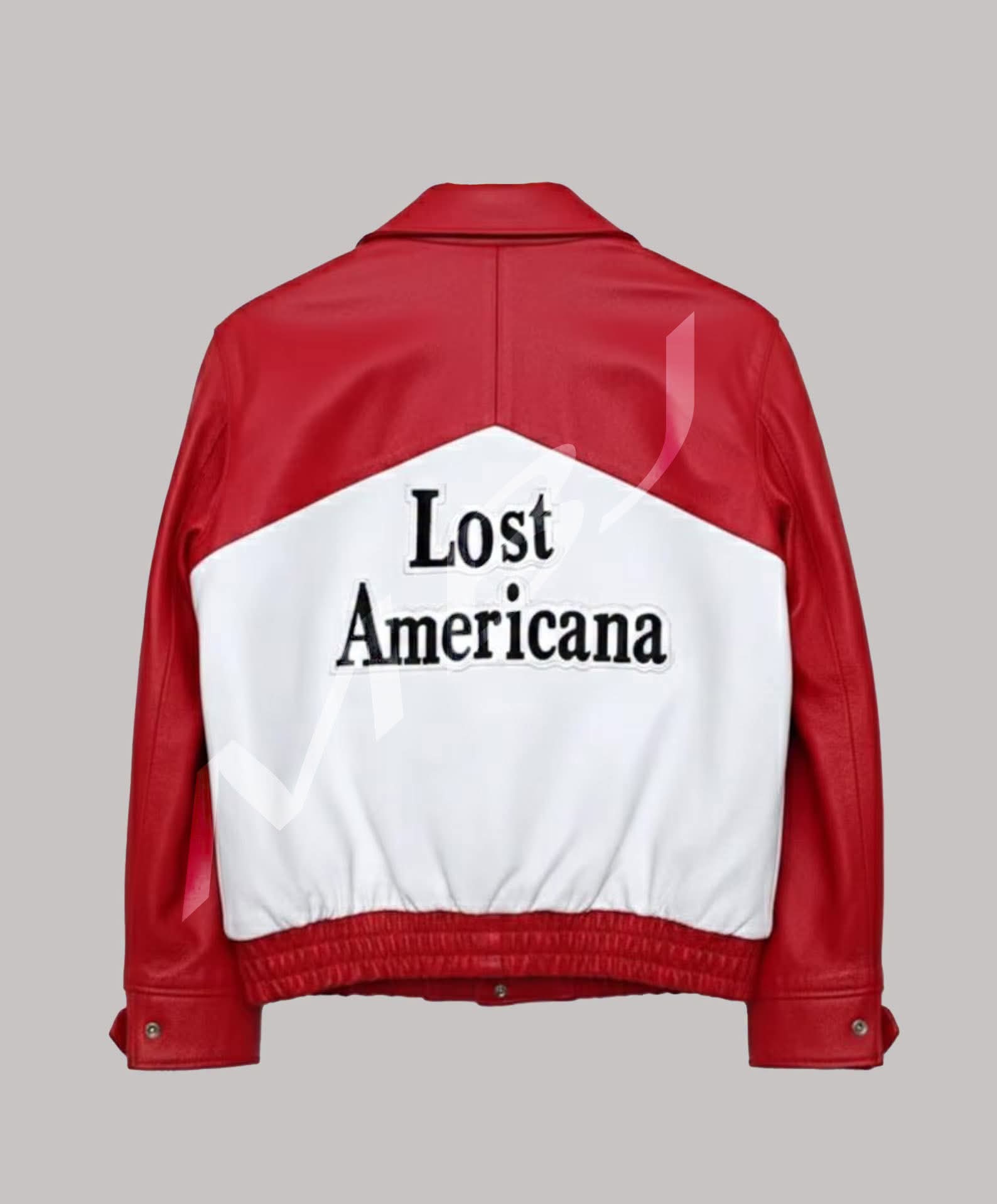 Apex Leather Cart Men’s Red and White Lost Americana Real Leather Bomber Jacket - Image 2
