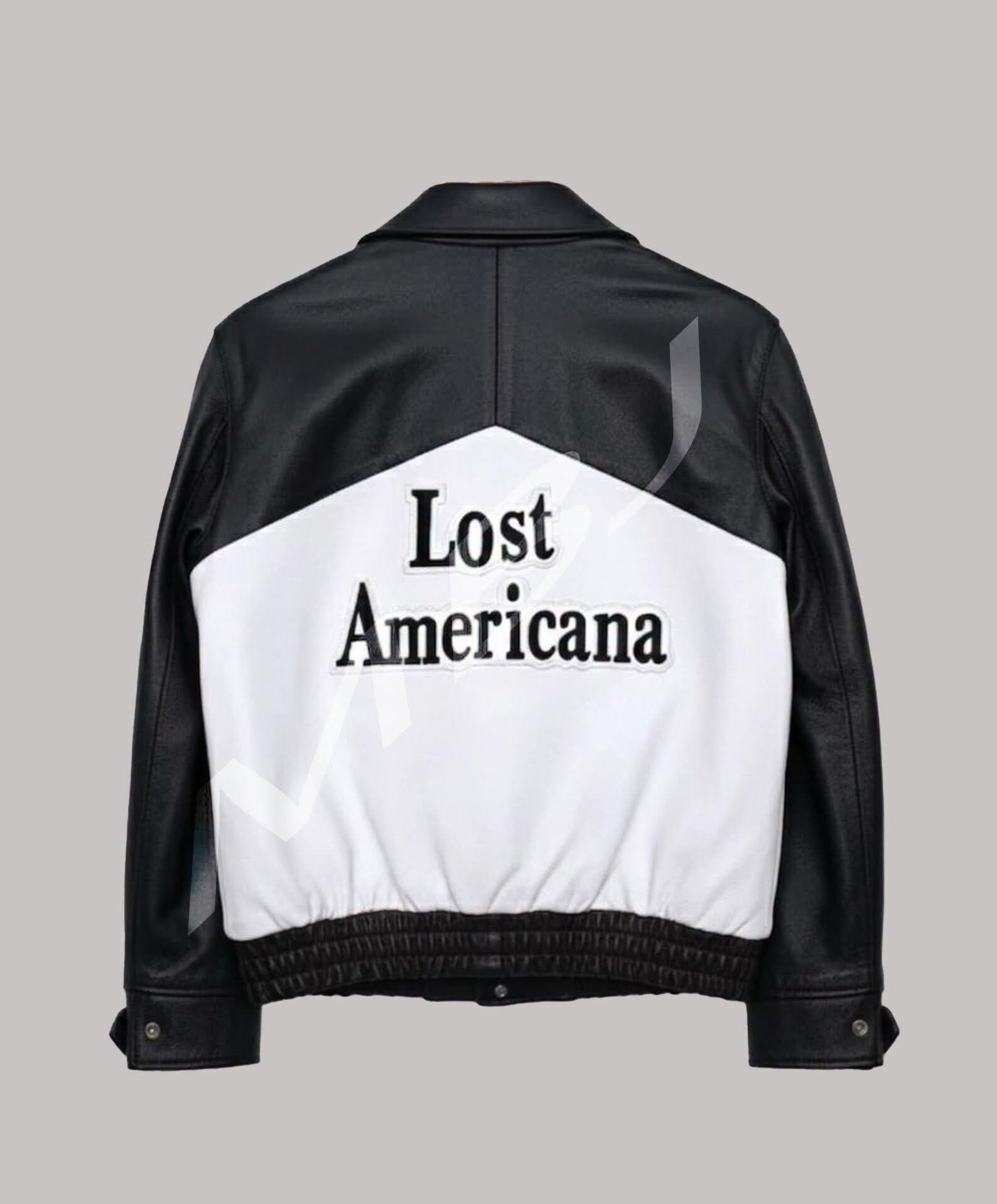 Apex Leather Cart Men’s Black and White Lost Americana Real Leather Bomber Jacket - Image 2